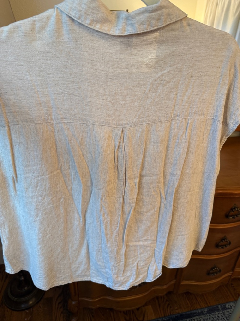 Old Navy Light Tan Linen Pocket Blouse - Picture 4 of 5